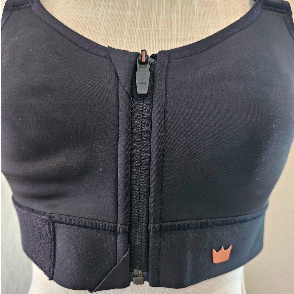 Shefit Ultimate Sports Bra Black Rose Gold Foil High Impact Zip Front 2Luxe